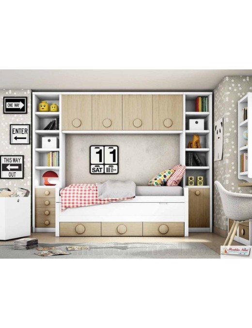 Bicama juvenil con 2 camas iguales.