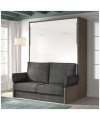 Cama abatible para amueblar pisos pequeños. Por un lado tienes una cama abatible con un cómodo sofá de diseño moderno.