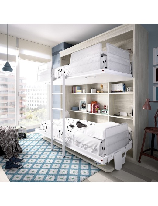 Litera abatible horizontal abierta con mesa debajo.