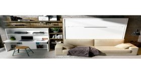 Muebles piso pequeño cama abatible con sofá incorporado Madrid cp 28012