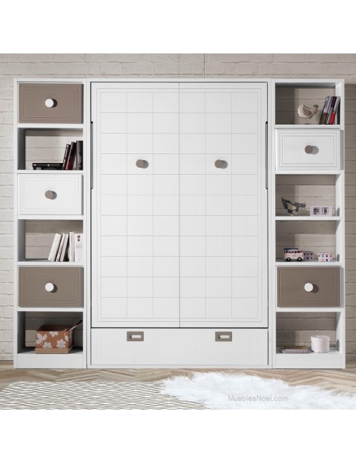 Cama Abatible matrimonio con librerias,Cama Abatible matrimonio con librerias