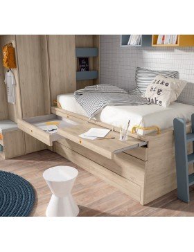 Bicama con cajones debajo de las mesas La Gavia.