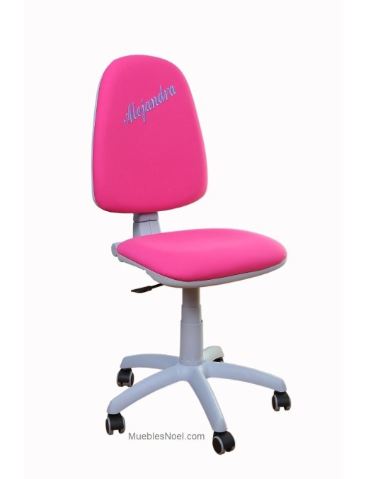 Silla estudio con ruedas anti arañazos y tu nombre en el respaldo.