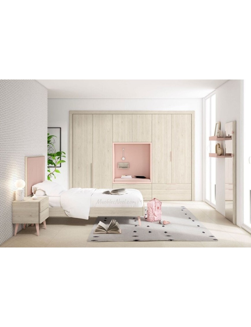 Dormitorio juvenil Acacias. Armario con asiento