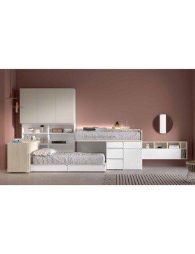 litera tipo tren con cama baja deslizante