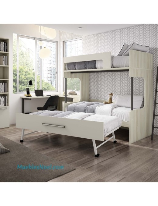 San Diego litera juvenil con tres camas.