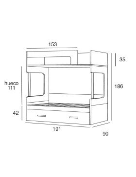 Medidas litera con 3 camas San Diego.