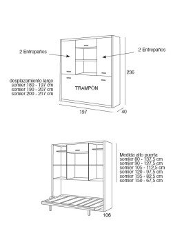 Medidas Armario con cama Moratalaz.