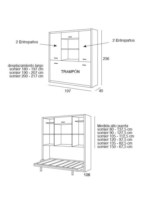 Medidas Armario con cama Moratalaz.