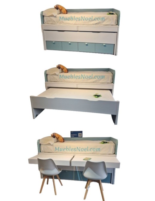 Los Rosales, cama nido con mesas dentro para estudiar.