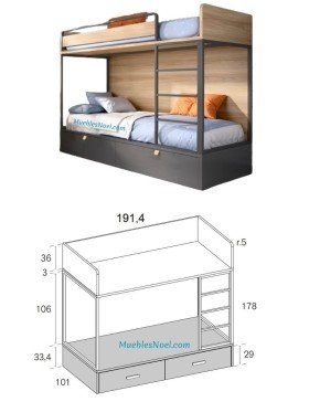 Comprar Litera Moderna Fuerte Aventura Doble desde 1384€ Muebles Noel
