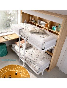 Litera abatible horizontal Legazpi con cama alta basculante de Noel