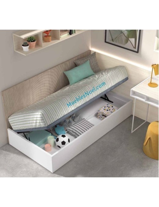 Dormitorio juvenil moderno Moscardo Madrid con almacenaje.