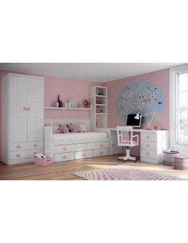 Dormitorio juvenil blanco rosa Lopez de Hoyos Madrid