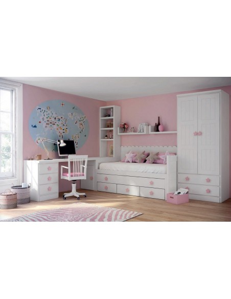Dormitorio juvenil blanco rosa Lopez de Hoyos Madrid