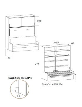 Precio del mueble Loft  con cama lateral Y sofá delante es de 3395€