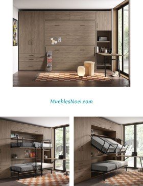 Habitación con Litera plegable, armarios y mesa