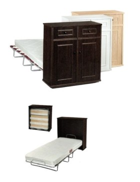 Mueble cama plegable blanco con colchón dentro de armarito | Muebles Noel