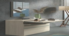 Cómoda con mesa para el teletrabajo.