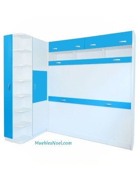 Comprar litera abatible horizontal con armario para rincón y terminal zapatero