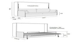 Medidas Cama Abatible Horizontal con Sofá Integrado Pacifico Muebles Noel Madrid