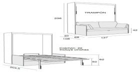 Medidas Cama Abatible Vertical con Sofá y Arcón | Muebles Noel Madrid Palos de Moguer
