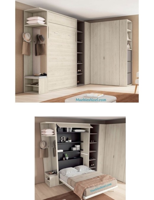 Cama Abatible con Armarios y Zapatero Eternal | Muebles Noel Madrid