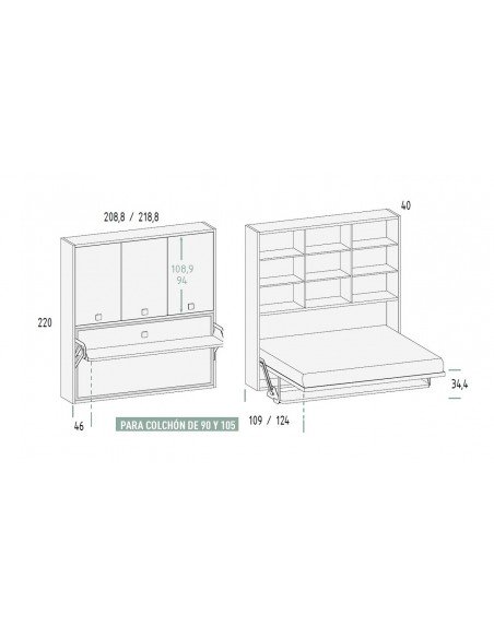 Mueble cama con mesa  y armario medfidas