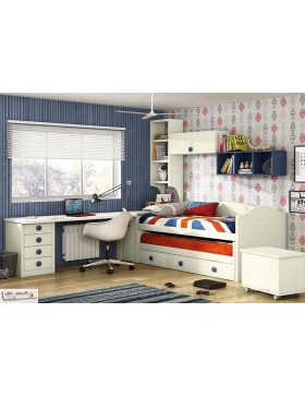 Dormitorio juvenil lacado con mesa.