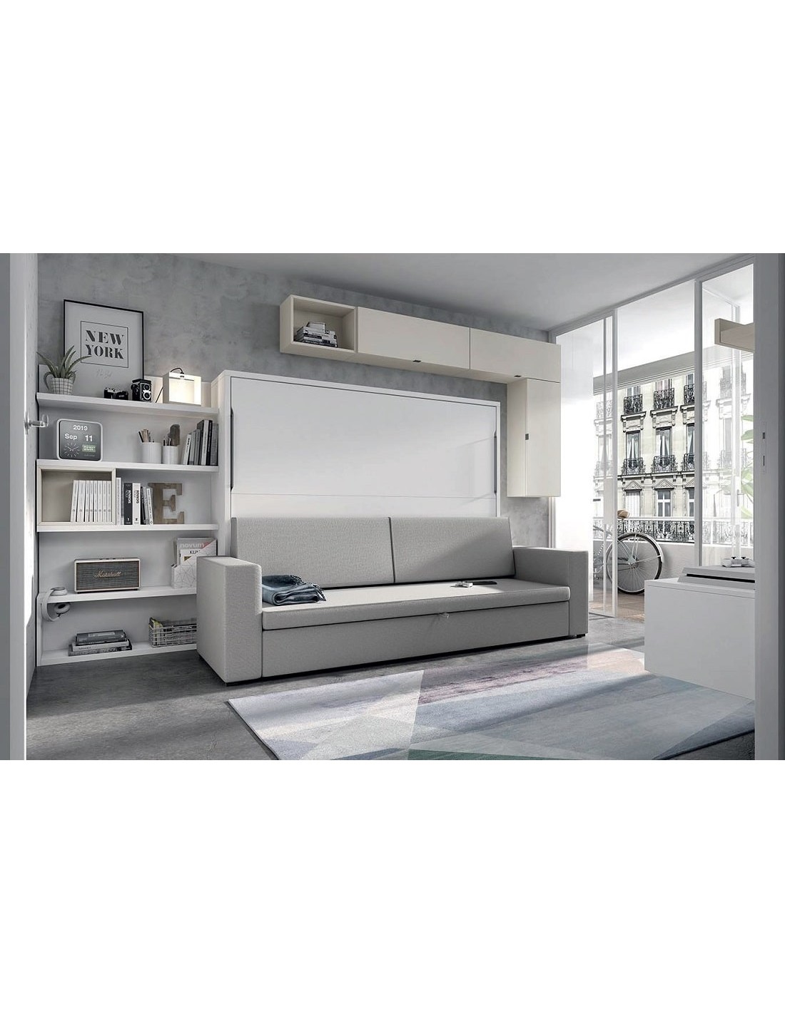 cama horizontal simple con sofá canapé
