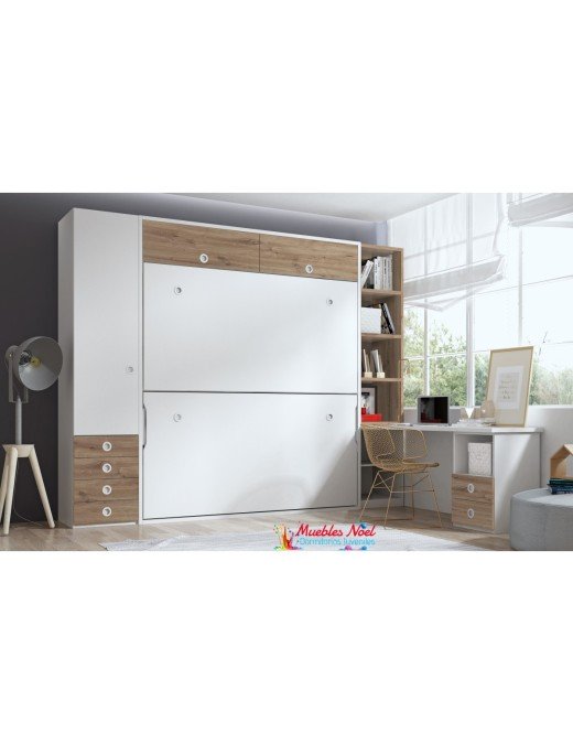 Camas literas abatibles blancas para dormitorios juveniles.