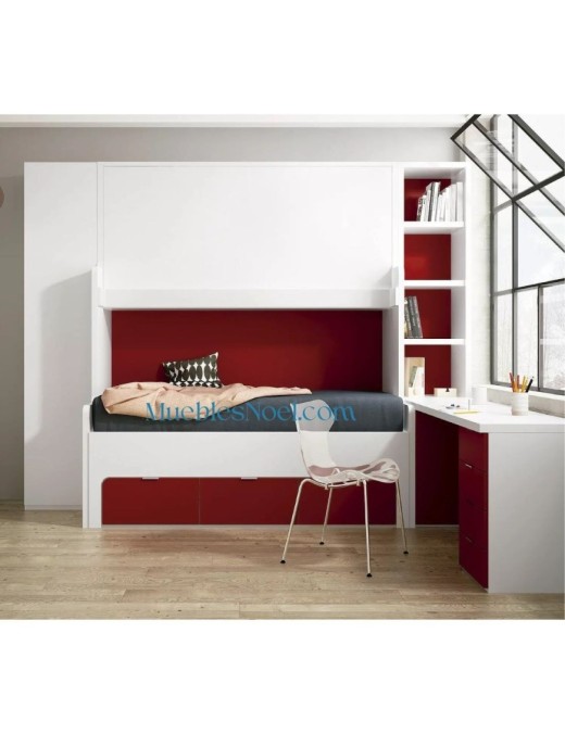 Dormitorio juvenil con 3 camas.