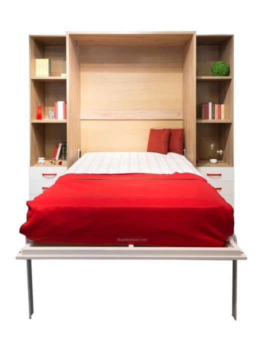 Cama abatible con asiento rojo