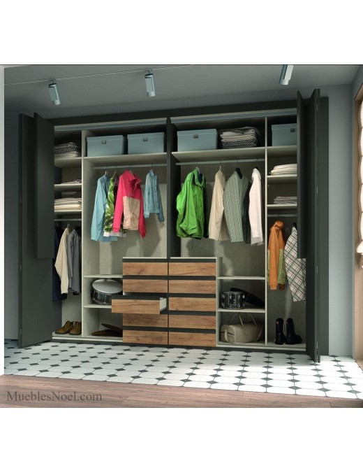 Armario ropero con cajones, puertas plegables y correderas | Muebles Noel