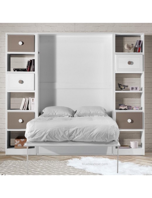 Cama Abatible matrimonio con librerias